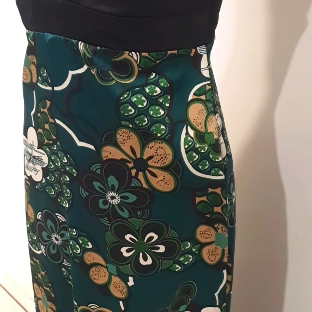Garfunkle Size 12 Green Satin Floral Maxi Dress - Picture 4 of 7